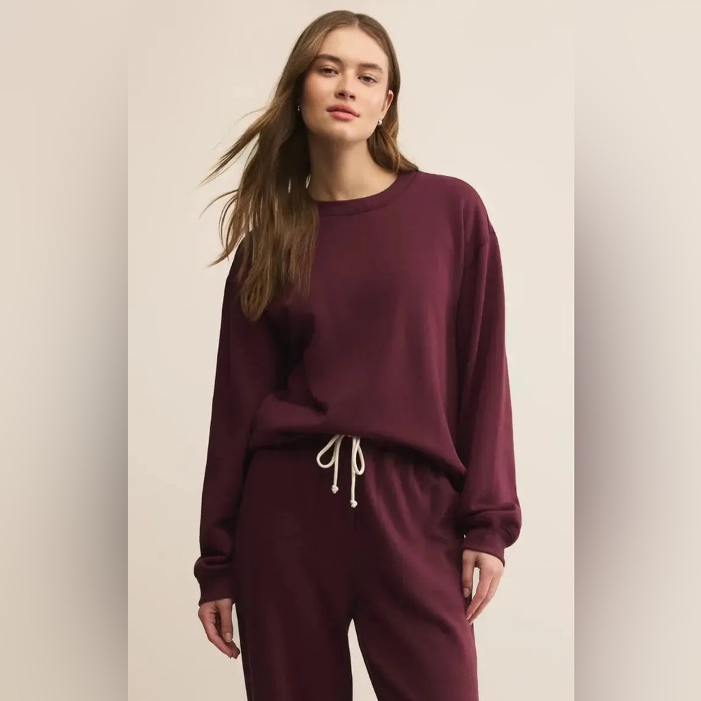 NWT Z Supply Boyfriend Sweatshirt in Merlot Size Medium